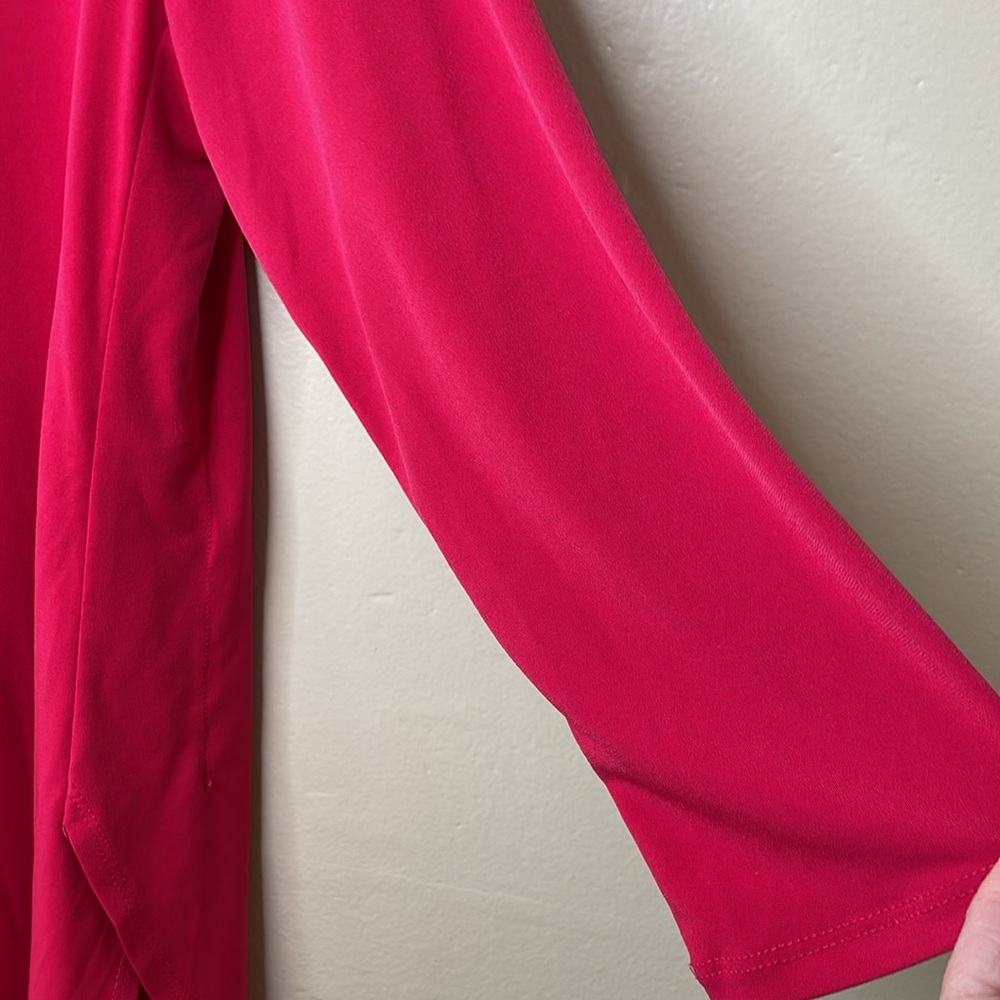 SUSAN GRAVER Modern Essentials Liquid Knit 3/4 Sleeves Tunic Fuchsia QVC Small - Picture 4 of 9